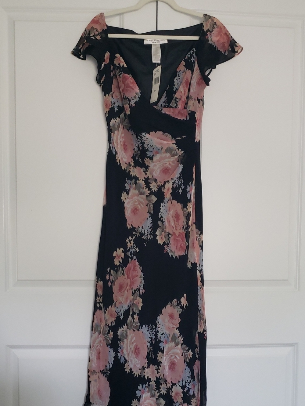 Vintage Jones New York Black Dress with Floral Print